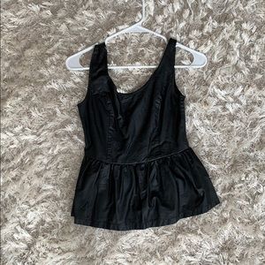 Black leather peplum top